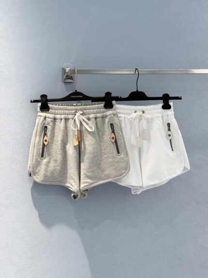 Louis Vuitton Leather Tab Logo Drawstring Shorts