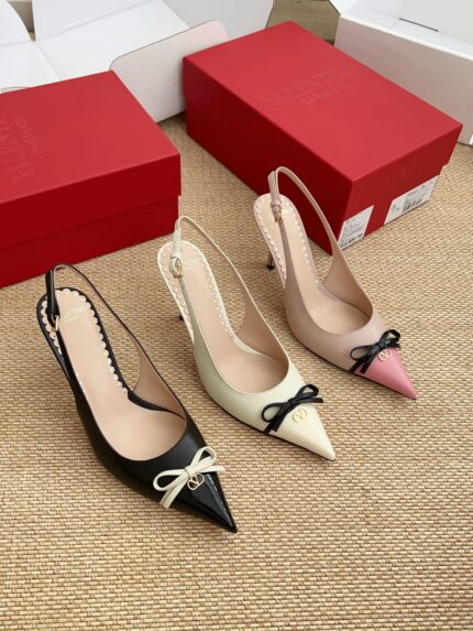 Valentino Bowknot Pointed-Toe High-Heeled Fashion Shoes,