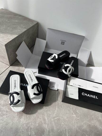 Chanel genuine leather slippers