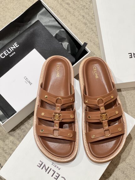 Celine Triomphe buckle slippers