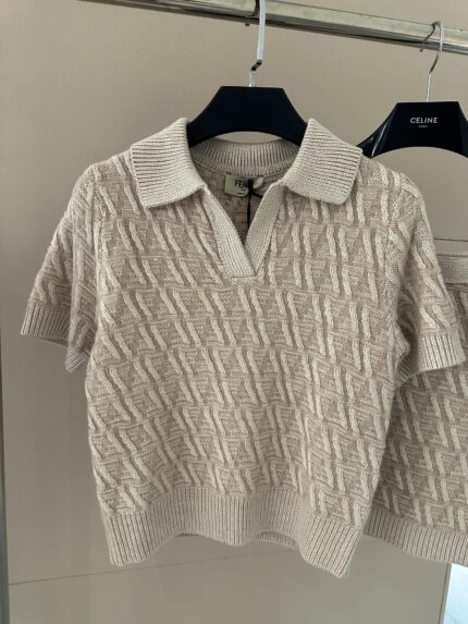 Fendi Full-Body Monogram Knitted Short-Sleeve Top