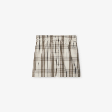 Women's Drawstring Checked Cotton Shorts