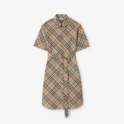 Burberry Light Pink Checked Cotton Shirtdress!