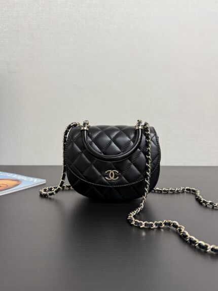 Chanel Enamel Handle Mini Half-Moon Bag