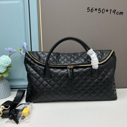 SAINT LAURENT ES Quilted Oversized Travel Bag