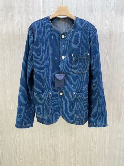 Louis Vuitton Pixel Water Ripple Crew Neck Denim Jacket