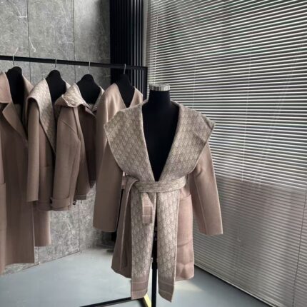 Dior Printed Wool Long Hooded Coat