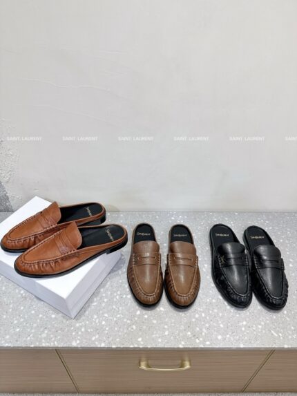 Saint Laurent 25ss Autumn/Winter New Style Loafer Mule Leather Shoes
