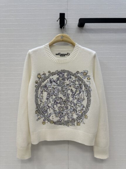 Dior's Imaginative Zodiac Pattern Embroidered Cashmere Sweater