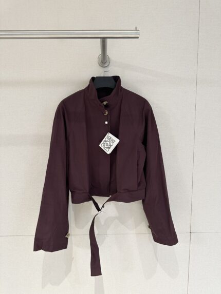 Loewe Burgundy Stand-Collar Short Jacket