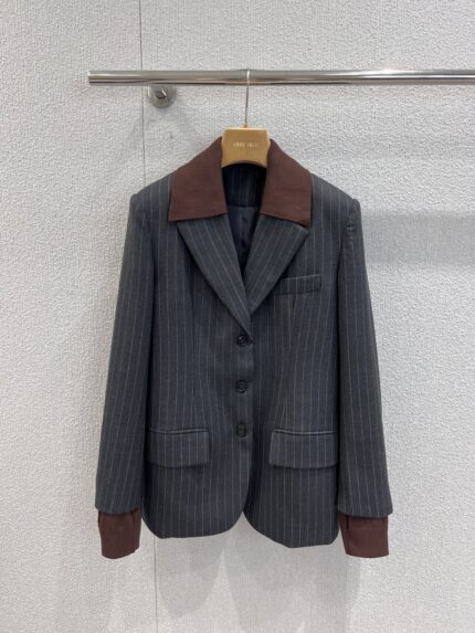 Miumiu fake two-piece spliced double-layer collar wool blazer