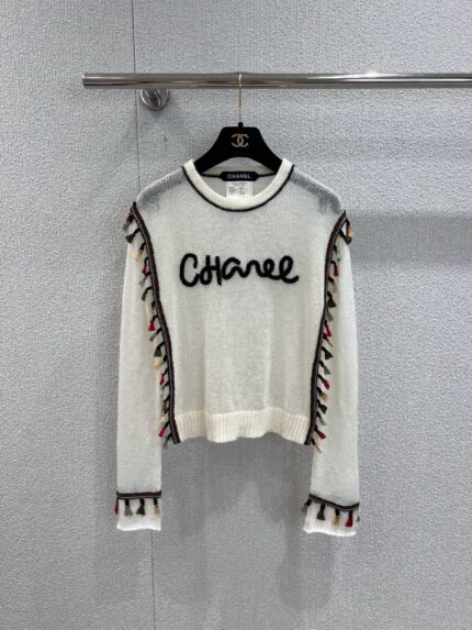 Chanel Fringed Pullover Knit Sweater