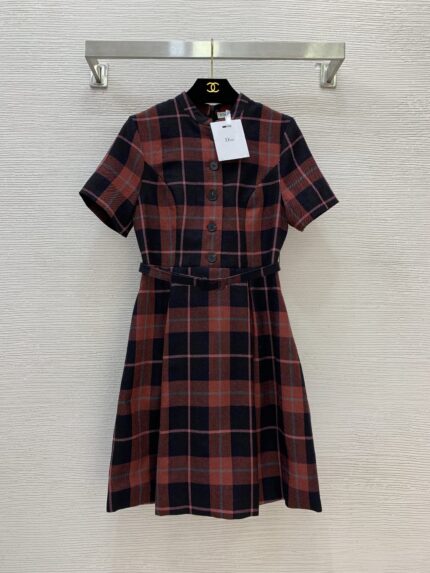Dior stand-collar short-sleeve dress
