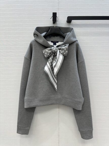 Louis Vuitton Monogram silk scarf Structured Hooded Sweatshirt jacket!