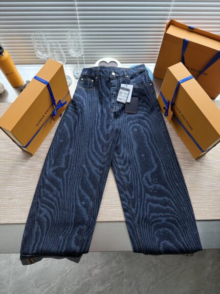 Louis Vuitton25ss Jacquard Wood Grain Denim Pants