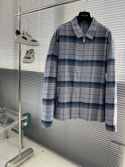DIOR    25fw long-sleeved plaid zip shirt