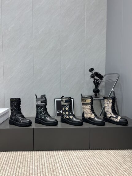 DIOR 2025 vs Early Autumn Classic Runway D-Major Collection 【Round-Toe Woven Color-Block Thick-Soled Ankle Boots】