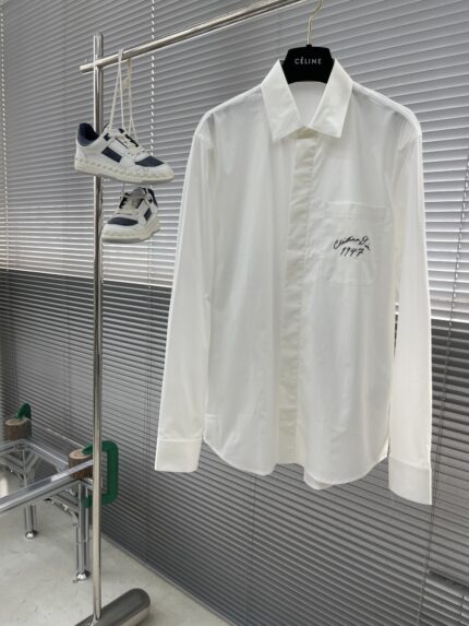 Dior Pocket Embroidery Detail Poplin Shirt.