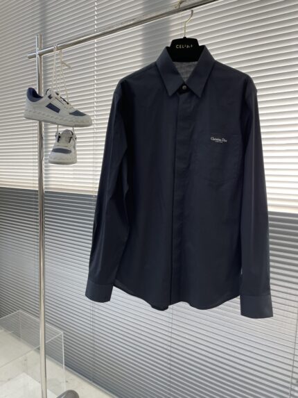 Dior pocket embroidery small detail poplin shirt