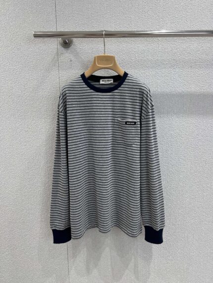 MiuMiU Striped Logo Long-sleeve T-shirt