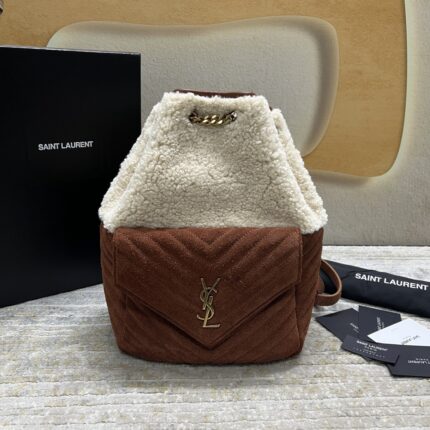 YSL JOE V-patterned suede and wool backpack